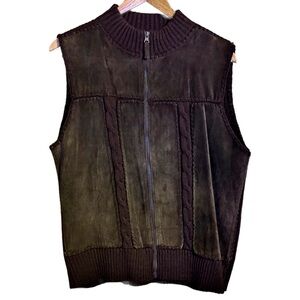 Vintage Designer Originals Women’s Brown Sleeveless Zip Up Vest Suede Front L
